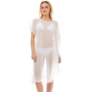 LOF Solid See Through with Half Ruffled Cover Up
